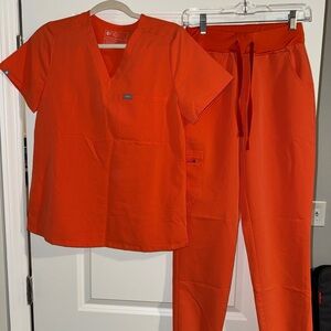 Figs Vibrant Orange Scrub Set